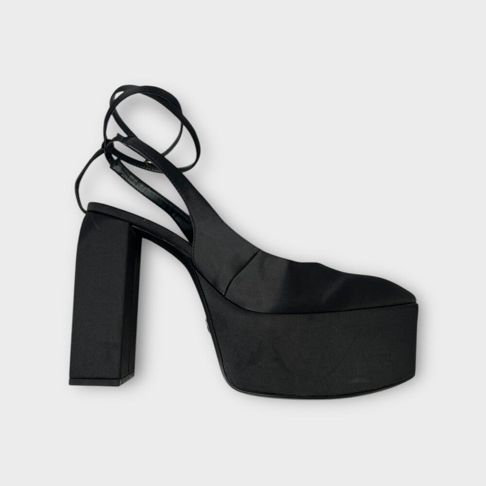 Zara Satin High Heel Platform Slingback Heels Size 39 NEW - Picture 5 of 8